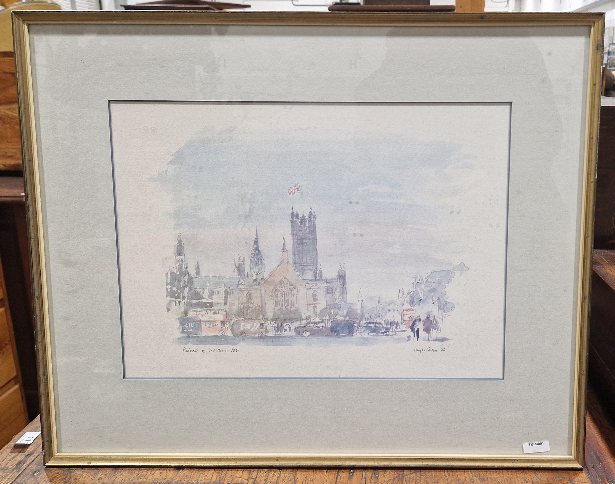 Hugh Casson Colour print  The Palace of Westminster 1986, framed  Large framed print  Hunters