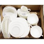 Part service Wedgwood, white china with swirled border, assorted glass ware to include salad