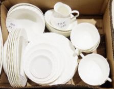 Part service Wedgwood, white china with swirled border, assorted glass ware to include salad