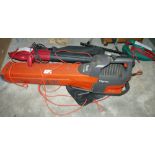 Flymo garden vac, Callow electric vacuum blower, and a Bosch AHS 45-16 hedge trimmer