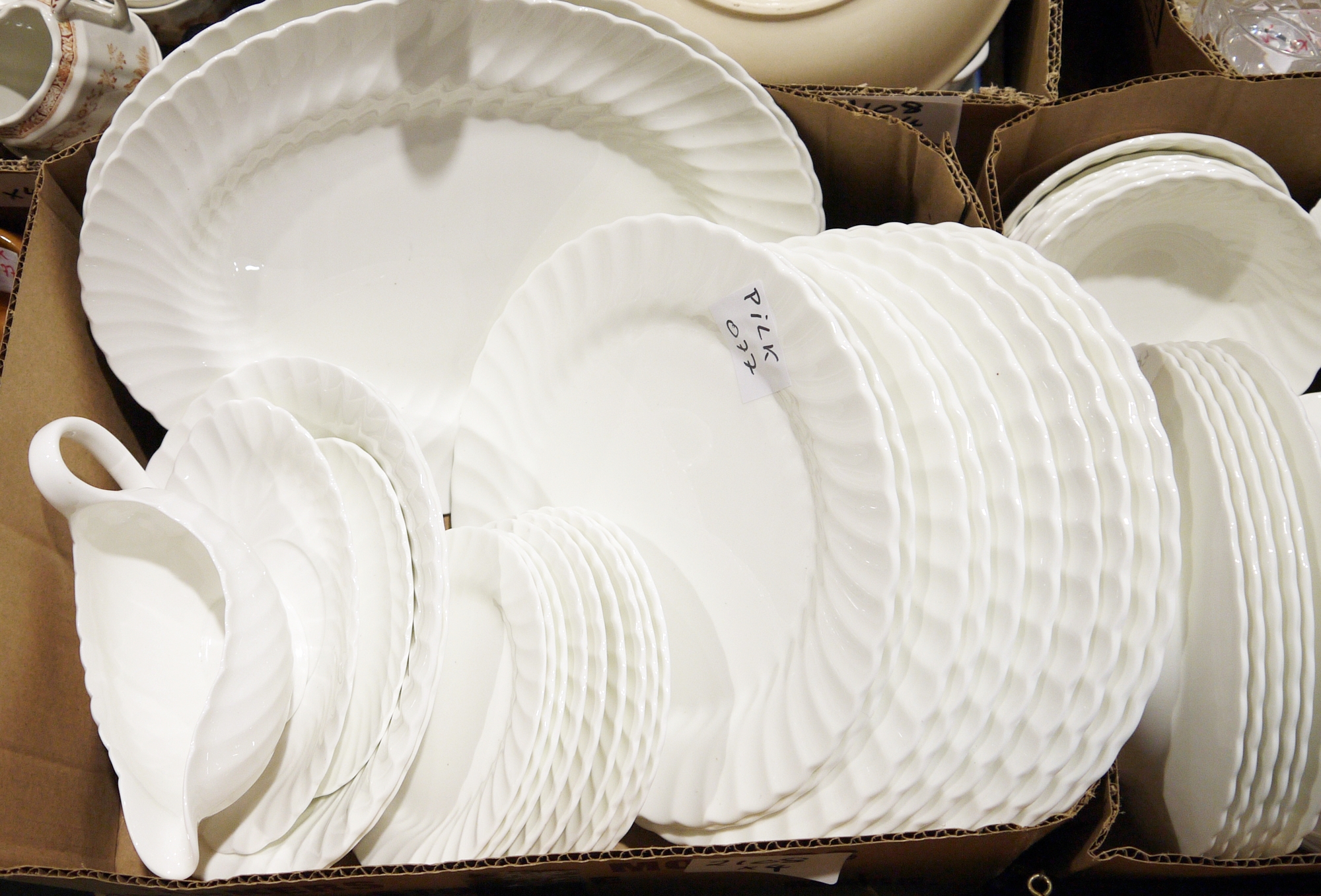 Part service Wedgwood, white china with swirled border, assorted glass ware to include salad - Image 3 of 4