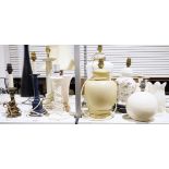 Collection of lamps to include a Laura Ashley lamp in the form of a candlestick, several of column