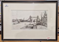 Three modern reproduction prints viz: Tower Bridge, London, and a pair of Italian prints 'Vasa