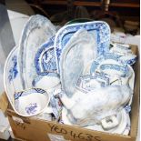 Quantity of blue and white china to include Pallissy, a Woods & Sons teapot and accompanying teacup,