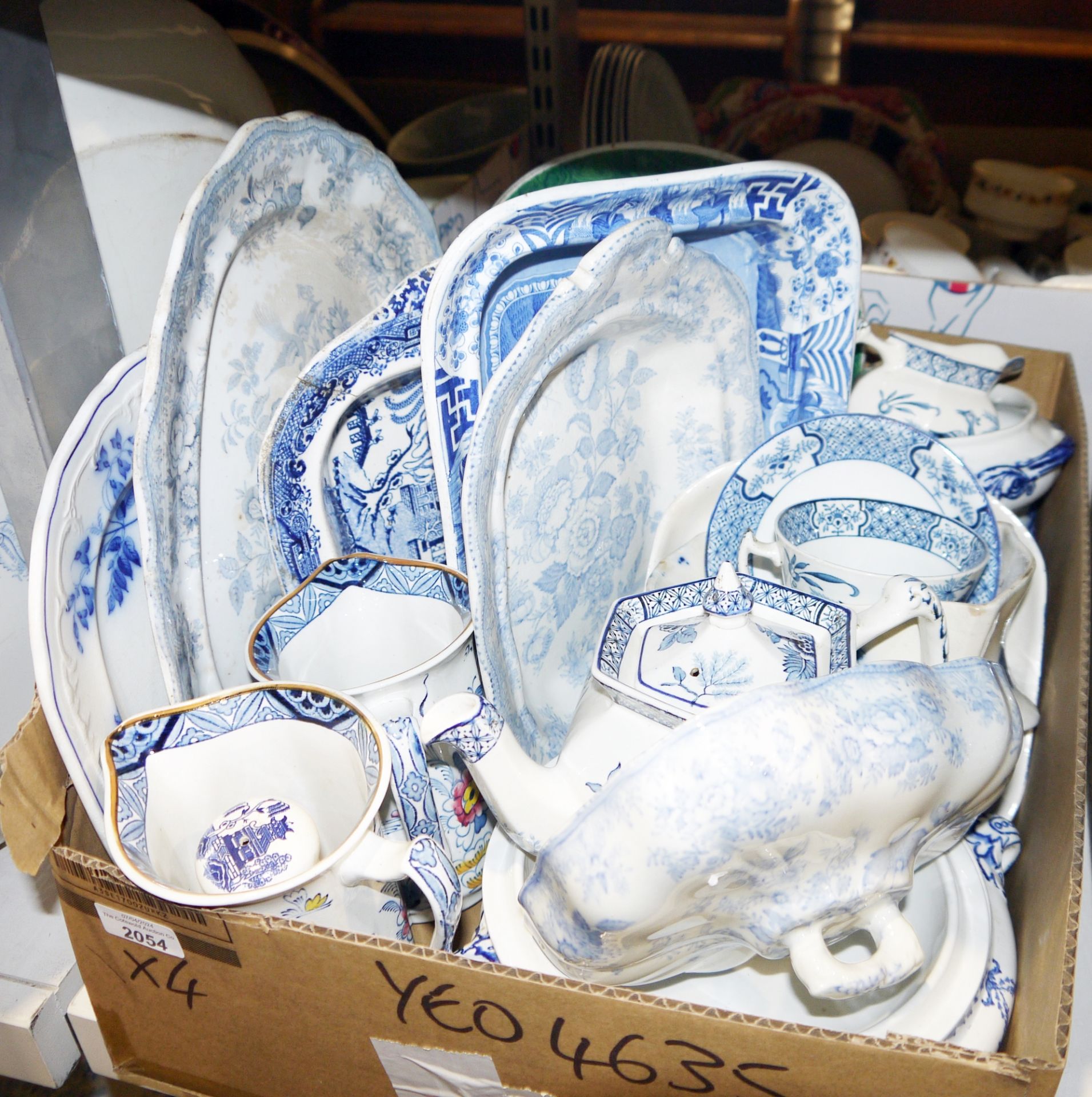 Quantity of blue and white china to include Pallissy, a Woods & Sons teapot and accompanying teacup,