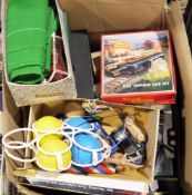 Assorted vintage games, trucks, Dinky toys, etc. (1 box)