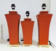 Three contemporary Aimbry Lighting ceramic table lamps in two sizes, each of waisted shouldered