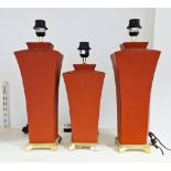 Three contemporary Aimbry Lighting ceramic table lamps in two sizes, each of waisted shouldered