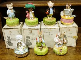 Schmid Beatrix Potter music boxes to include Tailor of Gloucester, Benjamin Bunny, Tom Kitten