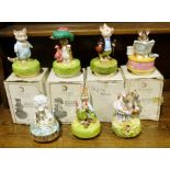 Schmid Beatrix Potter music boxes to include Tailor of Gloucester, Benjamin Bunny, Tom Kitten