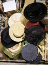 Vintage wedding/Ascot hats - 'Viv Knowland Hat', 'Harrods', a 'Graham Smith II - Harrods' dark