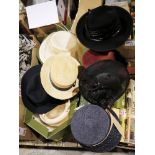 Vintage wedding/Ascot hats - 'Viv Knowland Hat', 'Harrods', a 'Graham Smith II - Harrods' dark