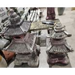 Two two-tier Henri Studio Ltd. composite stone pagodas on bases (2) Condition Report No obvious