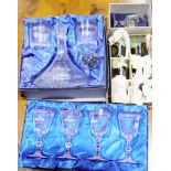 Boxed set of four Edinburgh crystal wine glasses engraved Royal Mail, Gloucester, a matching boxed