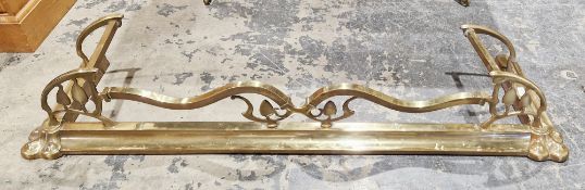 Brass Art Nouveau-style brass fender, 140cm x 40cm