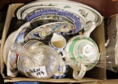 Quantity of assorted ceramics, glass ware, boxed Dartington red wine glasses, other boxed glasses,