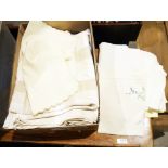 A box of assorted table linen, napkins etc.