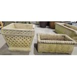 Stone Cotswold Studios Ltd planter with Celtic knotwork decoration, 40cm x 40cm x 33cm, and a