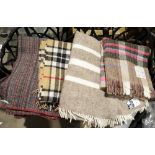 Various travel rugs and a blanket, to include cream and brown 'Silkeborg Uldspinderi Aps - pure