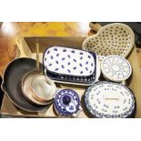 Small collection of Polish Boleslawiec stoneware to include a polka dot decorated heart-shaped