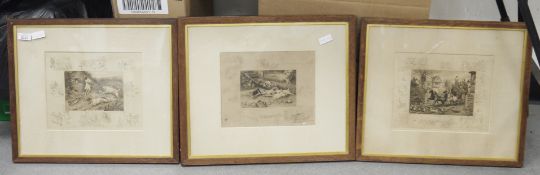 Frank Paton (1855-1909) Three signed etchings, hunting scenes, titled 'Notice to quit', 'Gone