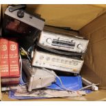 Two Roberts transistor radios, a Panasonic transistor radio, a Roberts DAB transistor radio, a brown