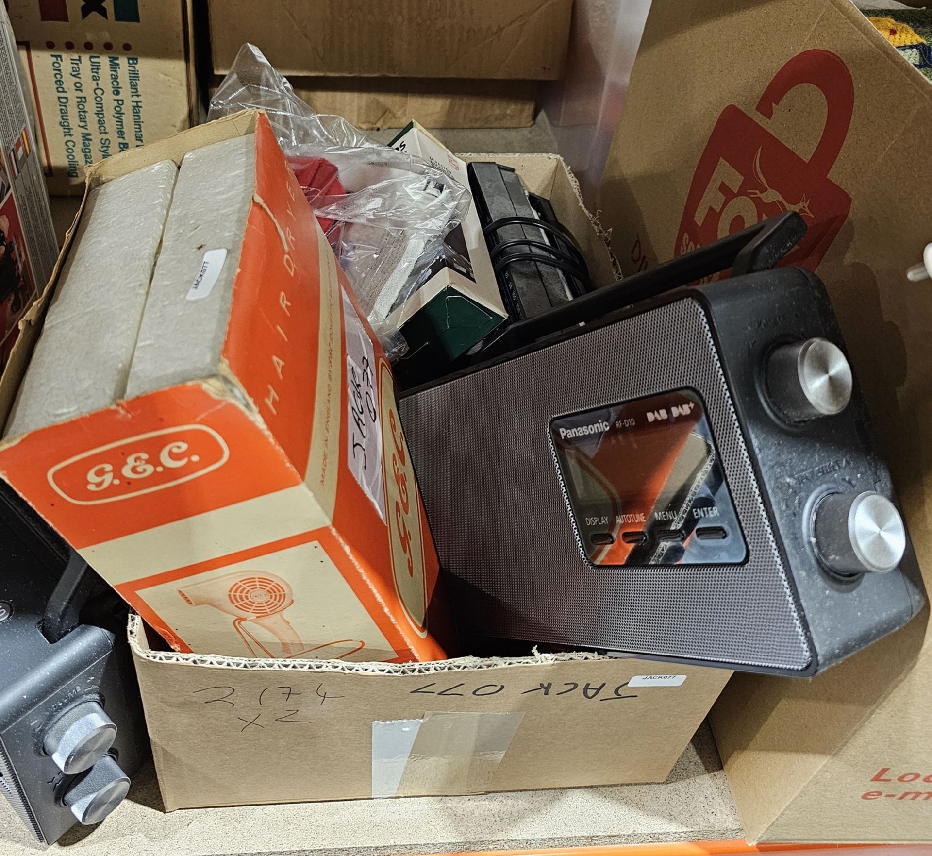 Black & Decker Woodworker BD66480W router in original box, a Panasonic DAB radio, a GHC hair dryer - Image 2 of 2
