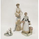 Large Miquel Requena (Valencia) porcelain figure of a farmer standing before wheat sheaves, a figure