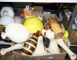 Various light shades, a large ceramic model of a Cocker Spaniel, an Apollinaris-Brunnen-M-W