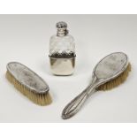 Victorian silver-mounted hip flask by James Dixon & Sons Ltd, Sheffield 1897, the glass body with