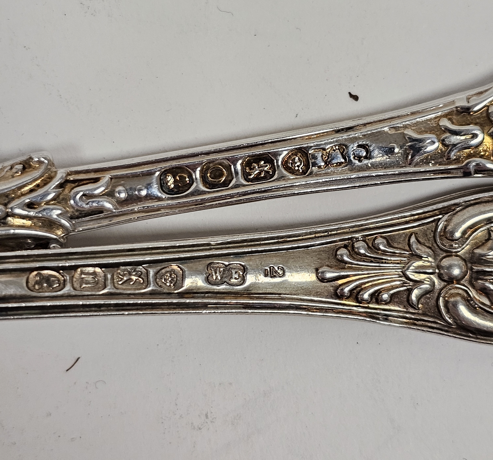 A set of four George IV Queen's pattern silver condiment spoons, London 1829; together with three - Image 3 of 3