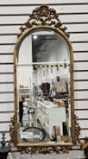 Georgian style giltwood mirror of arched rectangular form, with shell and acanthus cresting and