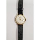 9ct gold cased Longines lady's wristwatch, the circular dial with alternating baton and Arabic