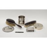 A George V silver and tortoiseshell hairbrush and clothes brush, Birmingham 1926; together with a