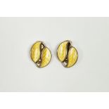 David Andersen pair of mid 20th century Norwegian silver-gilt yellow enamel leaf-pattern clip-on