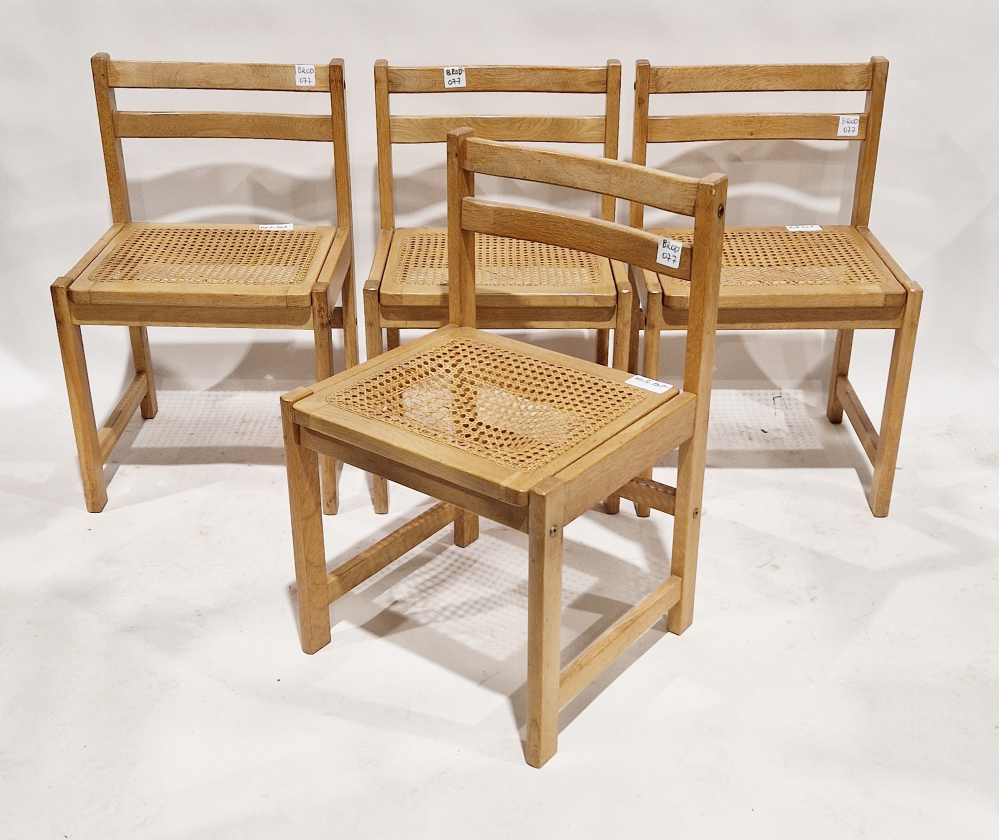 Set of four mid-century rush-seated dining chairs, possibly by Habitat, 75cm high (4)
