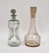 Holmegaard 'Kluk Kluk' decanter and stopper together with another decanter of mallet form (2)