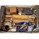 Assorted collectables including:a collection of vintage pen knives, rolling pins, a chrome mid-