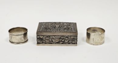 George VI silver engine-turned napkin ring, Birmingham 1944 by James Gloucester Ltd and another