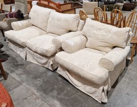 Modern upholstered sofa suite comprising a two seater sofa and matching armchair (2)