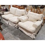 Modern upholstered sofa suite comprising a two seater sofa and matching armchair (2)