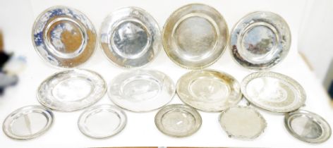 Selection of silver plated plates, possibly by August Wellener, most with makers mark of elephant