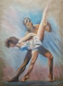 Derrick Russell (20th century) Pastel Study of ballet dancers, signed lower right, framed and