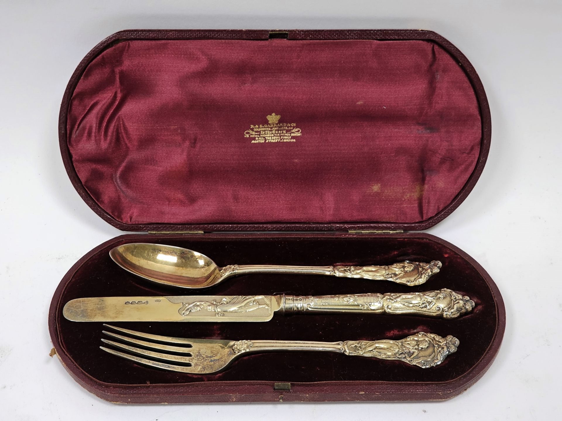 Victorian silver gilt christening set of royal interest, by Chawner & Co, London 1856/57, comprising