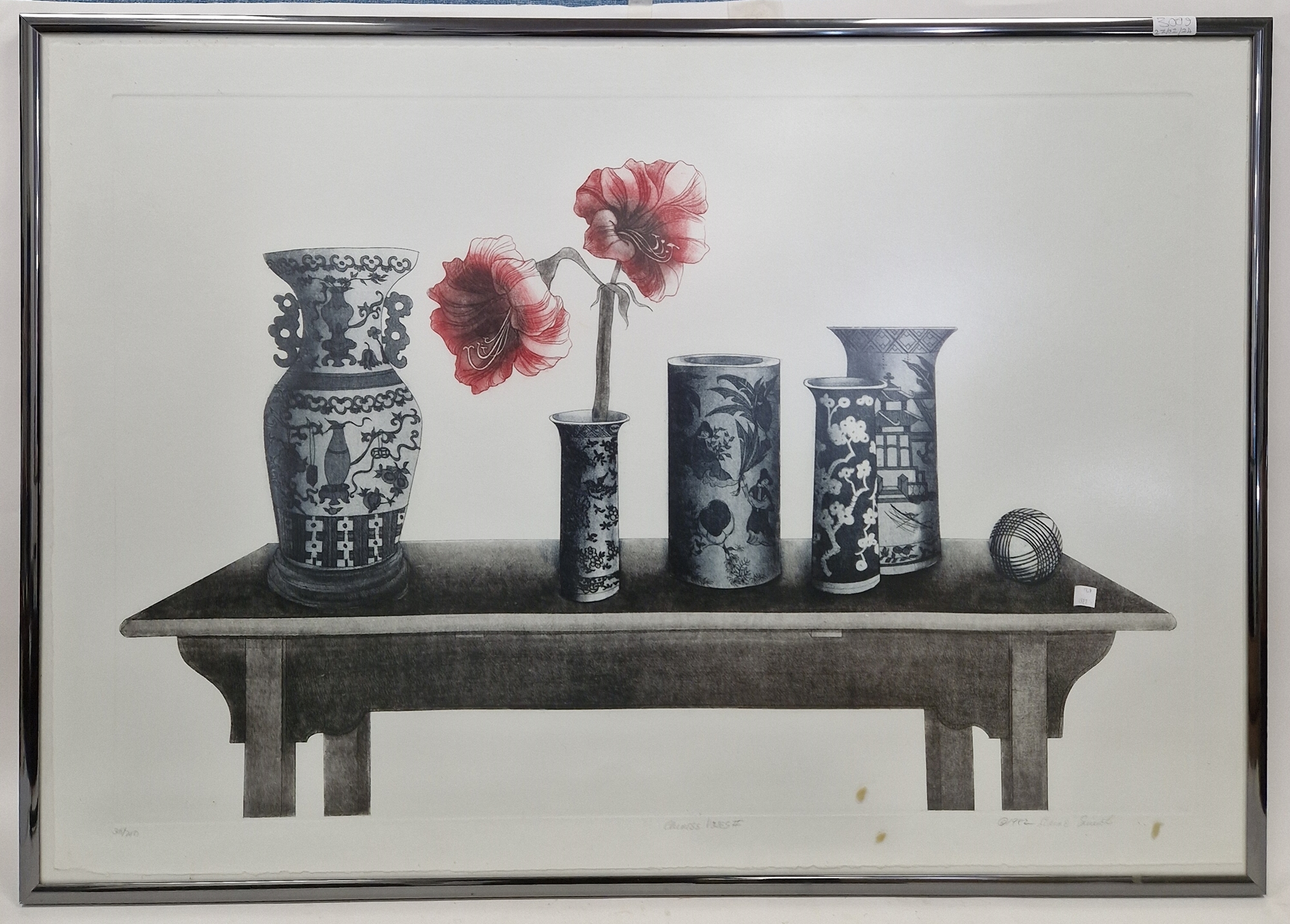 After Elaine Simel (American, b. 1928) Etching & aquatint "Chinese Vases II",  signed, titled and - Bild 2 aus 12