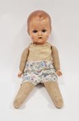 Rheinische Gummi Una Celluloid doll, Fabrik Co, circa 1940 with a photograph of the original owner