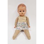 Rheinische Gummi Una Celluloid doll, Fabrik Co, circa 1940 with a photograph of the original owner