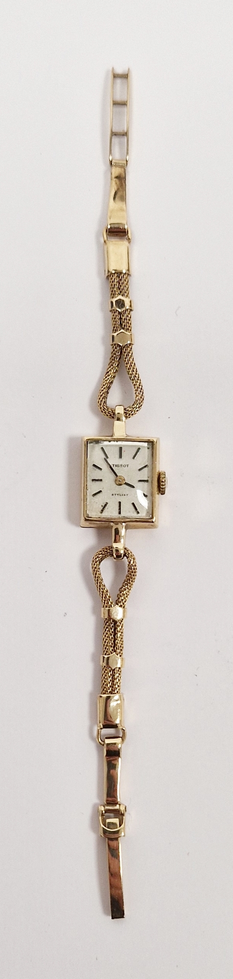 Lady's 9ct gold Tissot wristwatch with square dial, baton numerals and the fancy chain link - Image 2 of 2