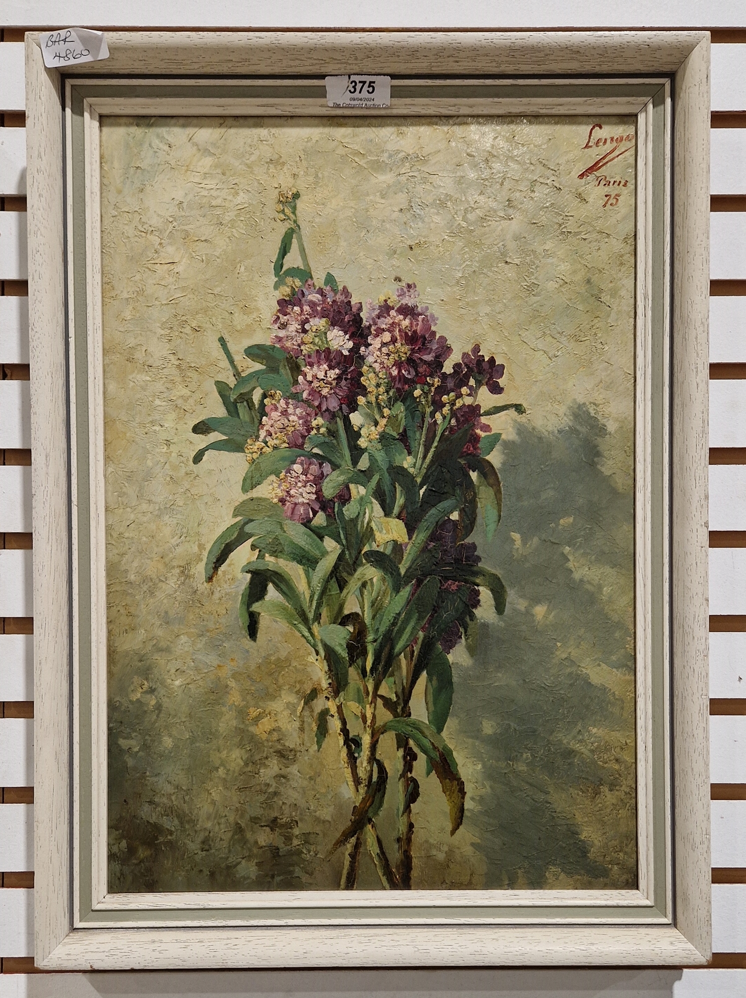 Lengo? (19th century) Oil on panel Still life, bunch of flowers, signed and dated '75, Paris top - Image 2 of 18