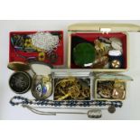 Quantity sundry costume jewellery to include bead necklaces, various jewellery boxes, etc (1 box)